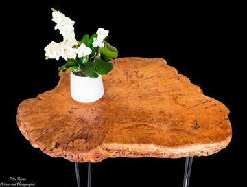 Red Gum Burl Coffee Table with Hairpin Legs
